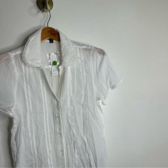 NWT J. Crew 100% Cotton Lightweight White Button Down Peter Pan Collar Top 2 - Picture 6 of 14